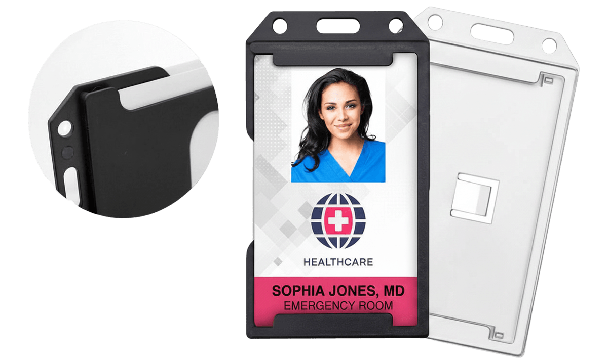 Porte-badge multi-cartes double face vertical