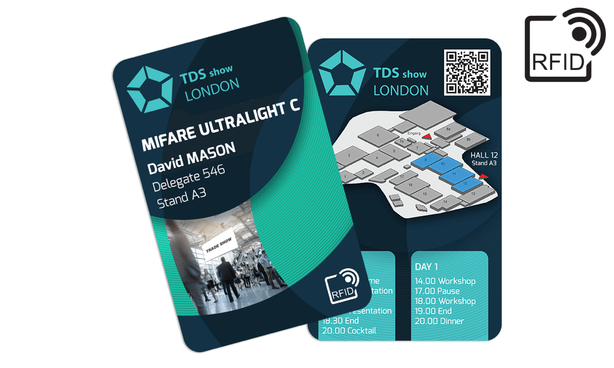 Cartes RFID 133 x 85 mm Imprimées - Puce Mifare UltraLight C