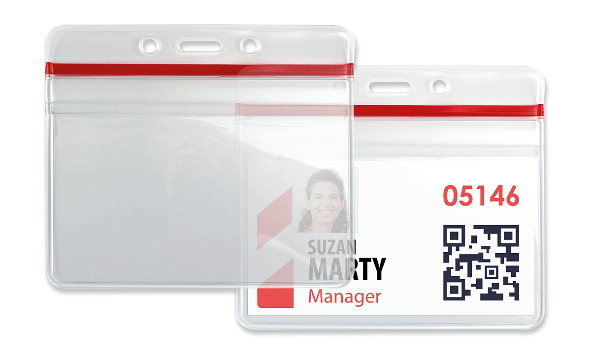 Porte-badge en vinyle avec fermeture zip étanche - Insert max 92 x 70 mm