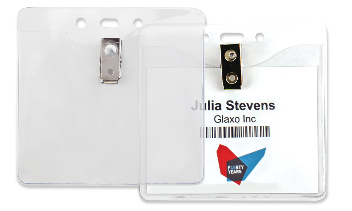 Porte-Badge en vinyle avec pince - Insert max 99 x 84 mm