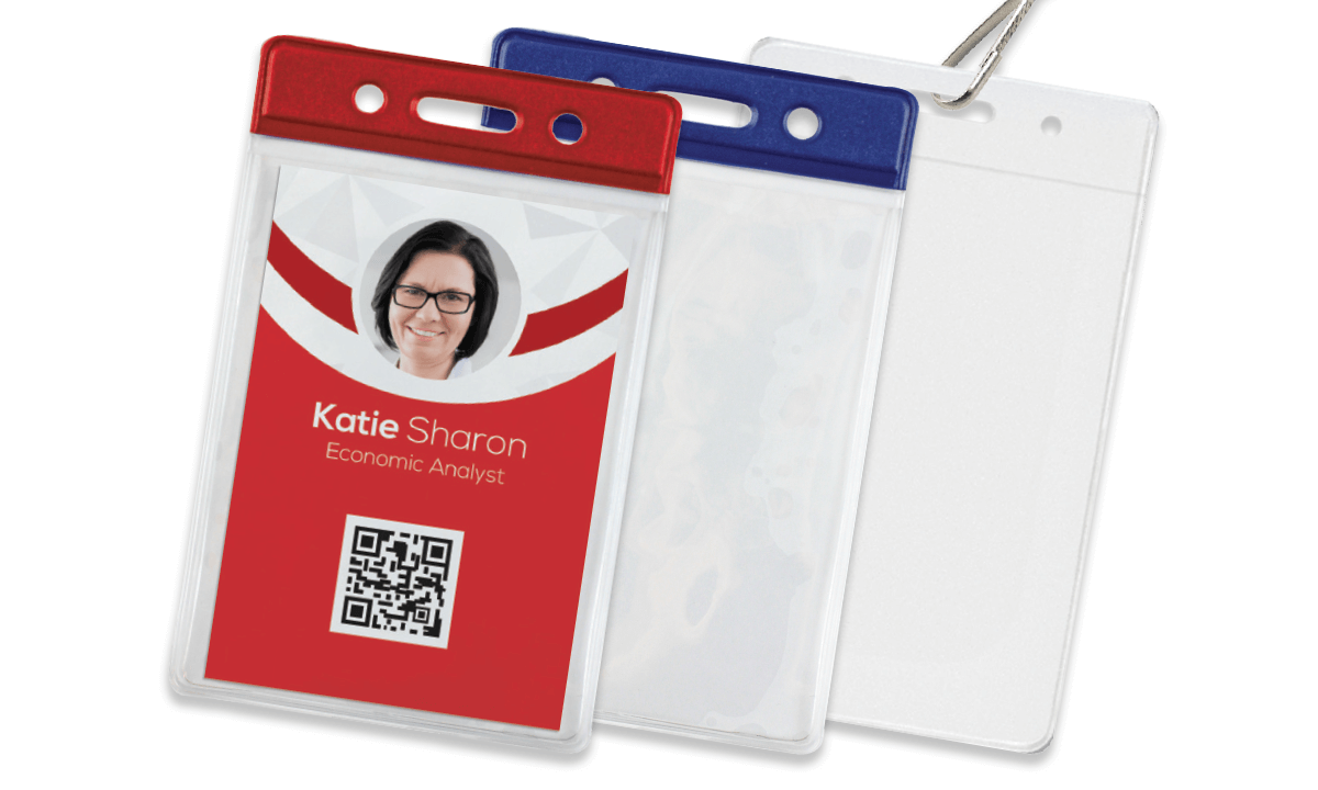Porte-badge en vinyle à code couleur - Format carte de crédit (CR80) + Impression