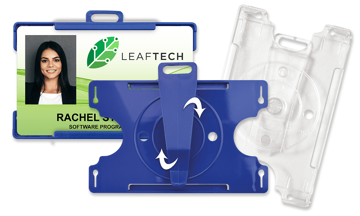 Porte-badge multidirectionnel avec clip rotatif pour 1 carte