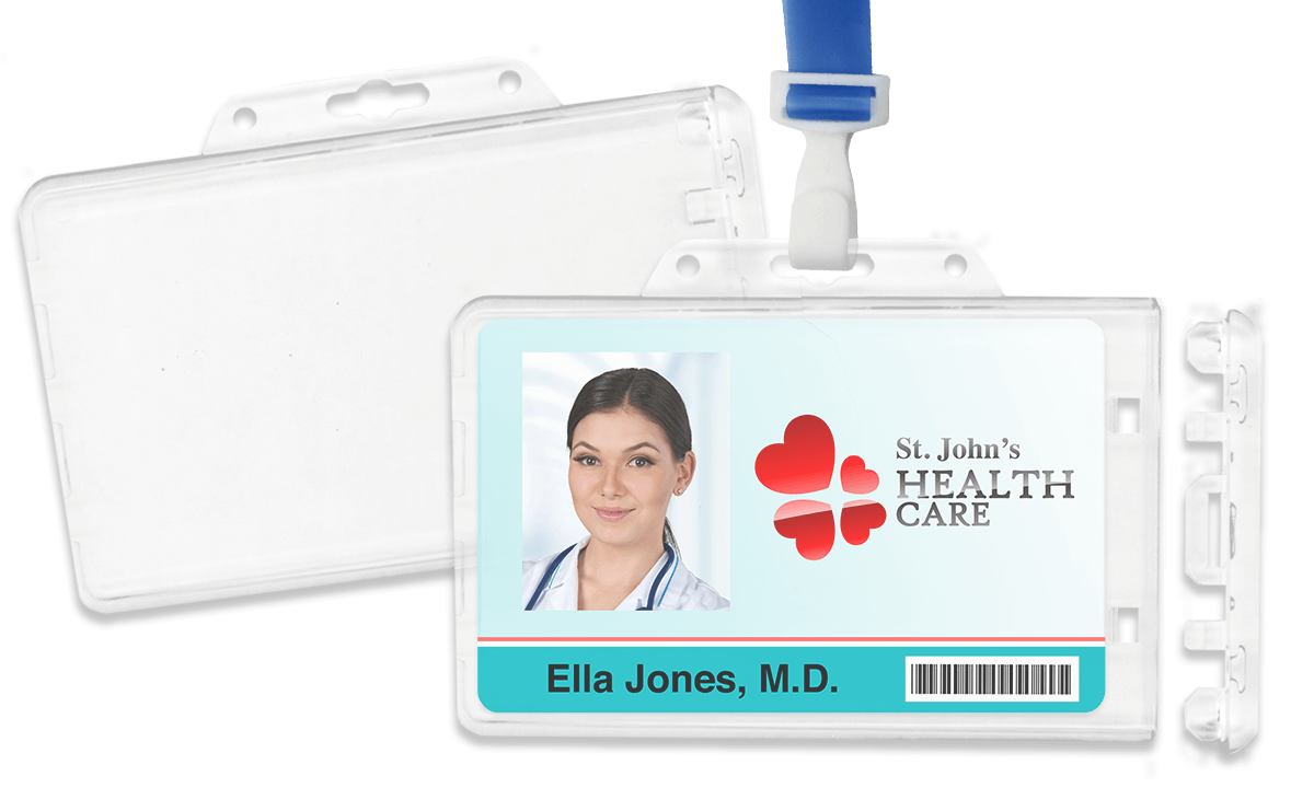 Porte-badge horizontal à verrouillage permanent pour 2 cartes de proximité - Transparent
