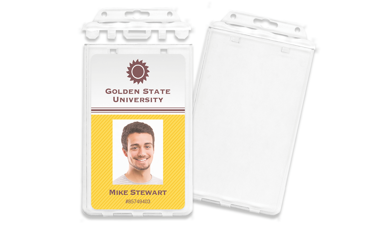 Porte-badge vertical à verrouillage permanent pour 2 cartes de proximité - Transparent