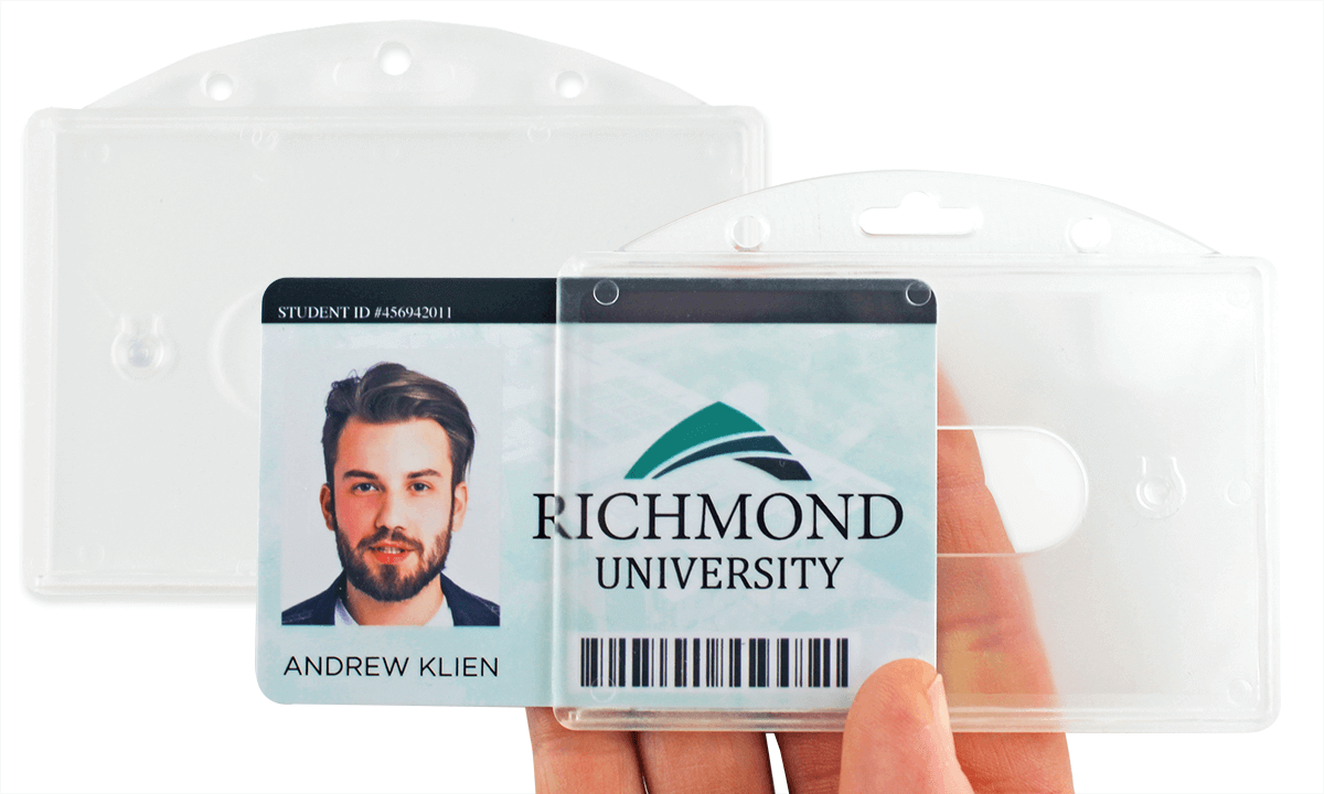 Porte-badge horizontal pour 1 carte, avec encoche pour le pouce - Transparent