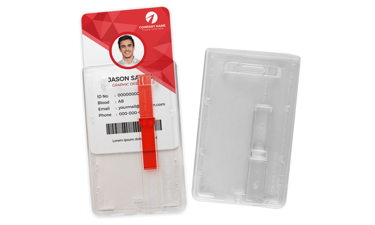 Porte-badge premium avec glissière d'extraction pour 1 carte - Vertical