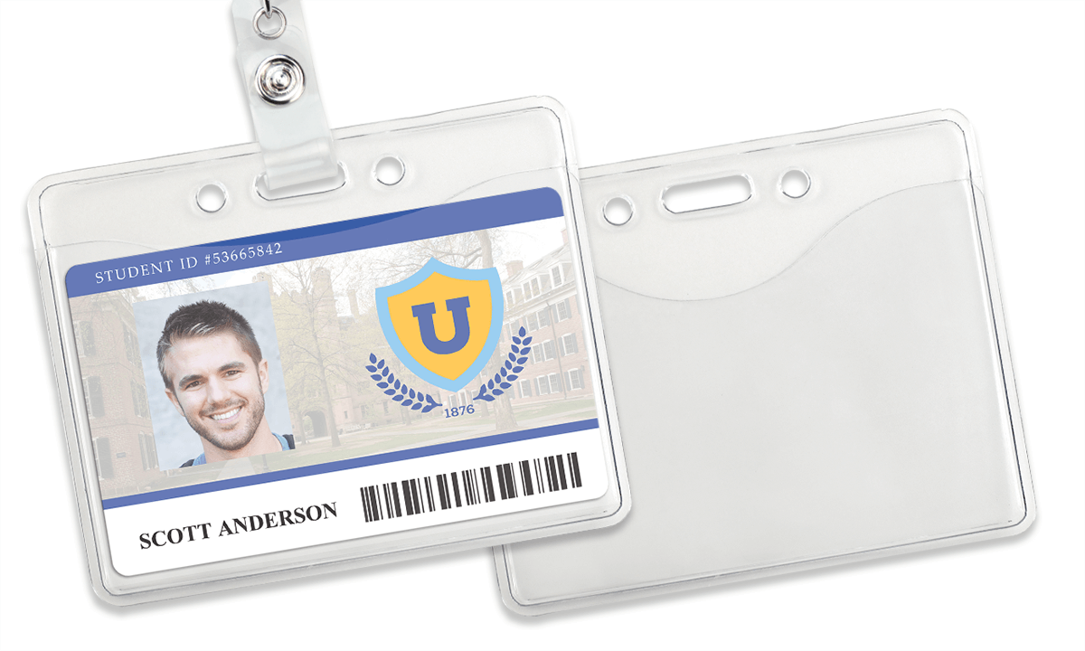 Porte-badge premium horizontal en vinyle avec 2 poches - Format carte de crédit (CR80)