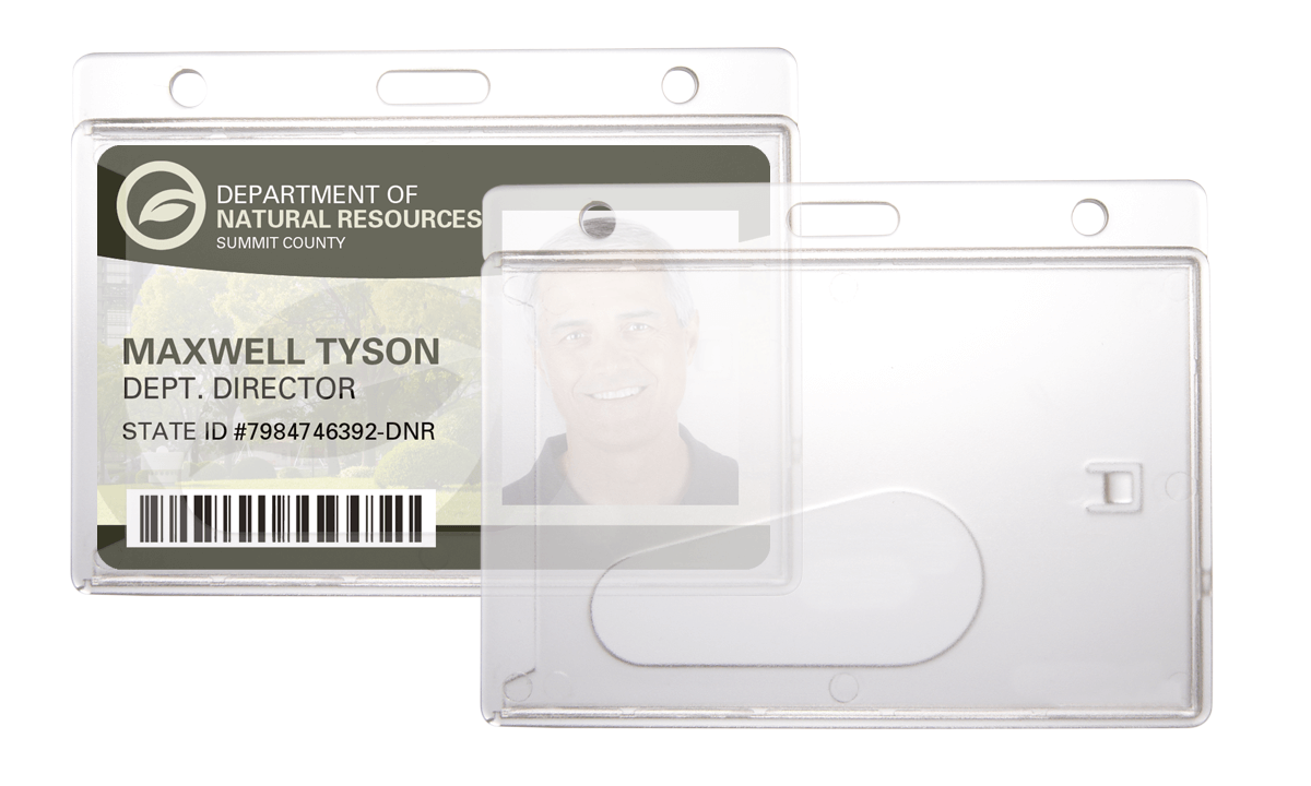 Porte-badge horizontal pour 1 carte, avec encoche pour le pouce  - Transparent