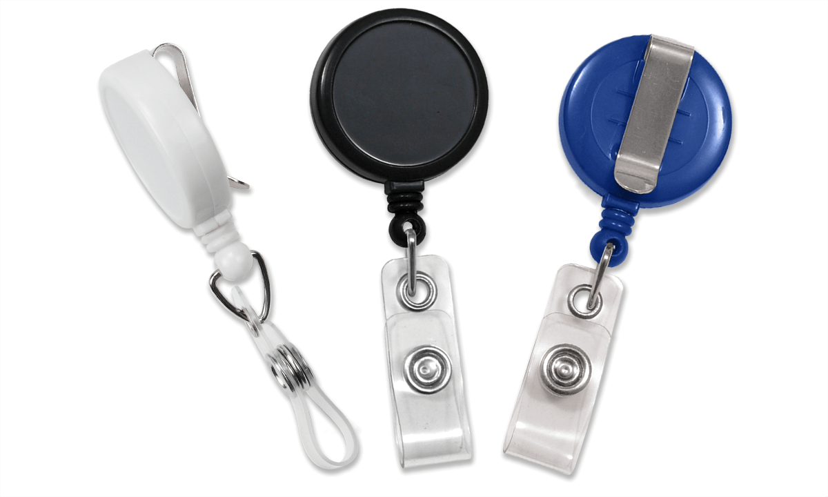 Enrouleur yoyo rond avec clip de ceinture, "Maxlabel"