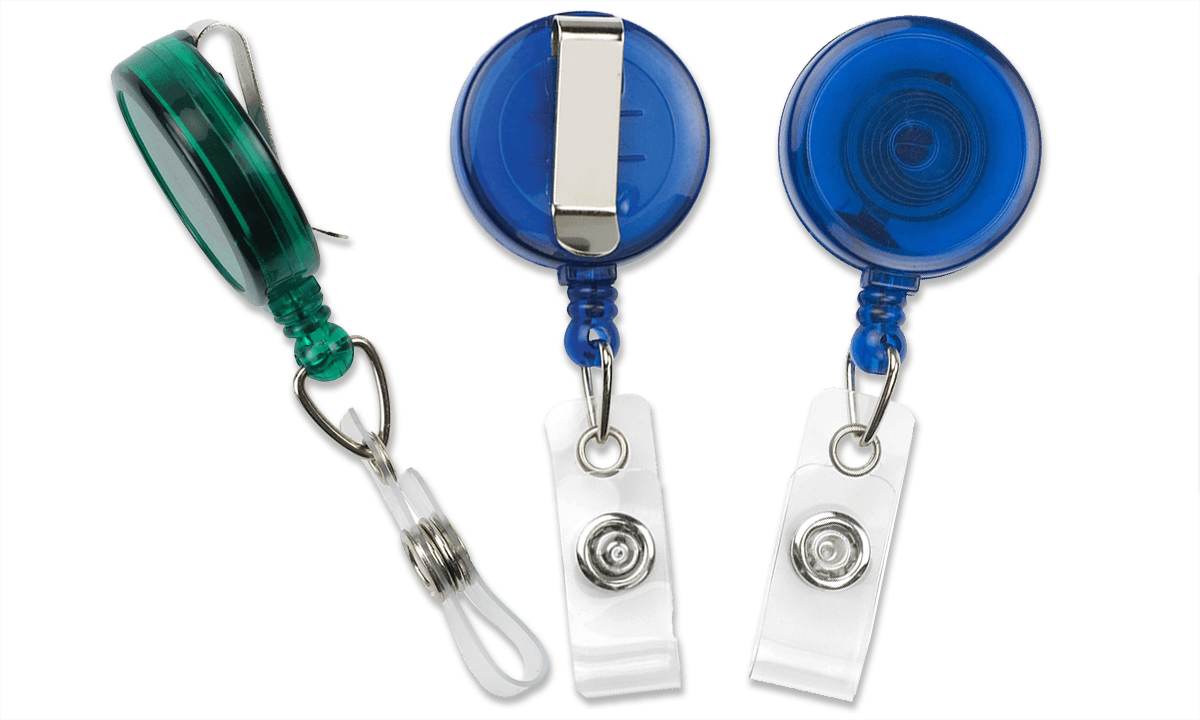 Enrouleur yoyo rond translucide avec clip de ceinture, "Maxlabel"
