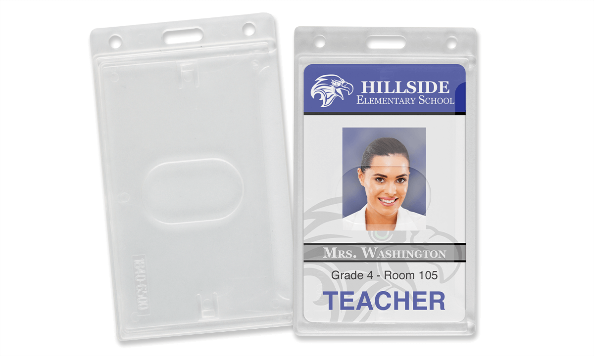 Porte-badge vertical pour 1 carte, avec encoche pour le pouce - Dépoli