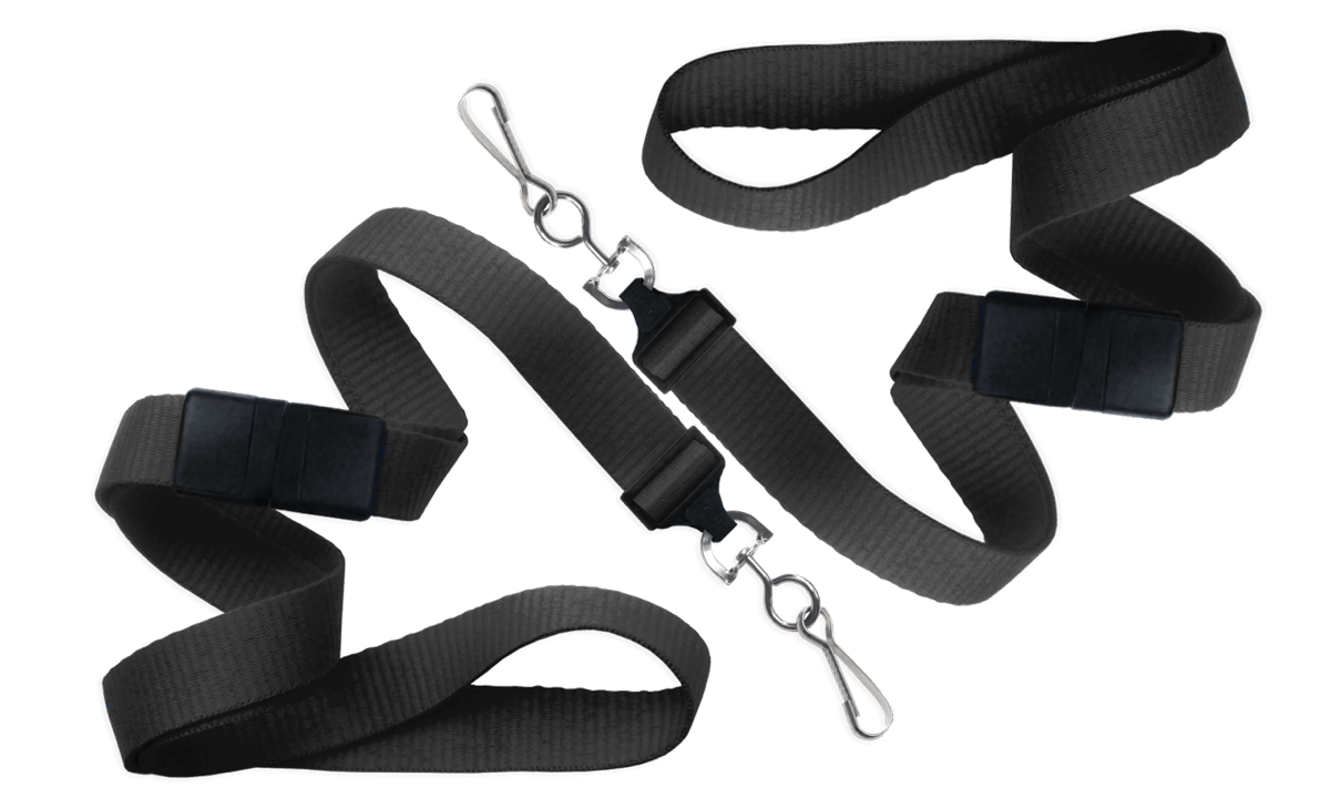 Tours de cou plats 15mm avec attache anti-étranglement et mousqueton en métal
