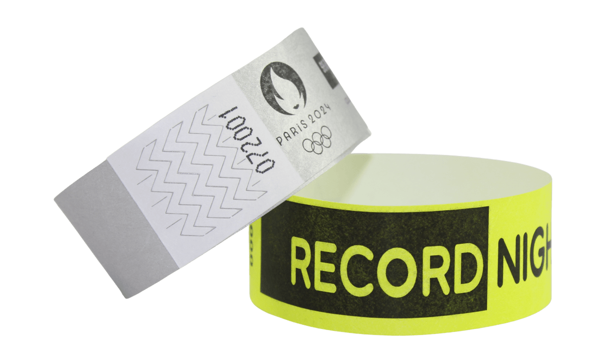 Bracelets Short Stay en Tyvek personnalisés, 25 mm, impression en noir