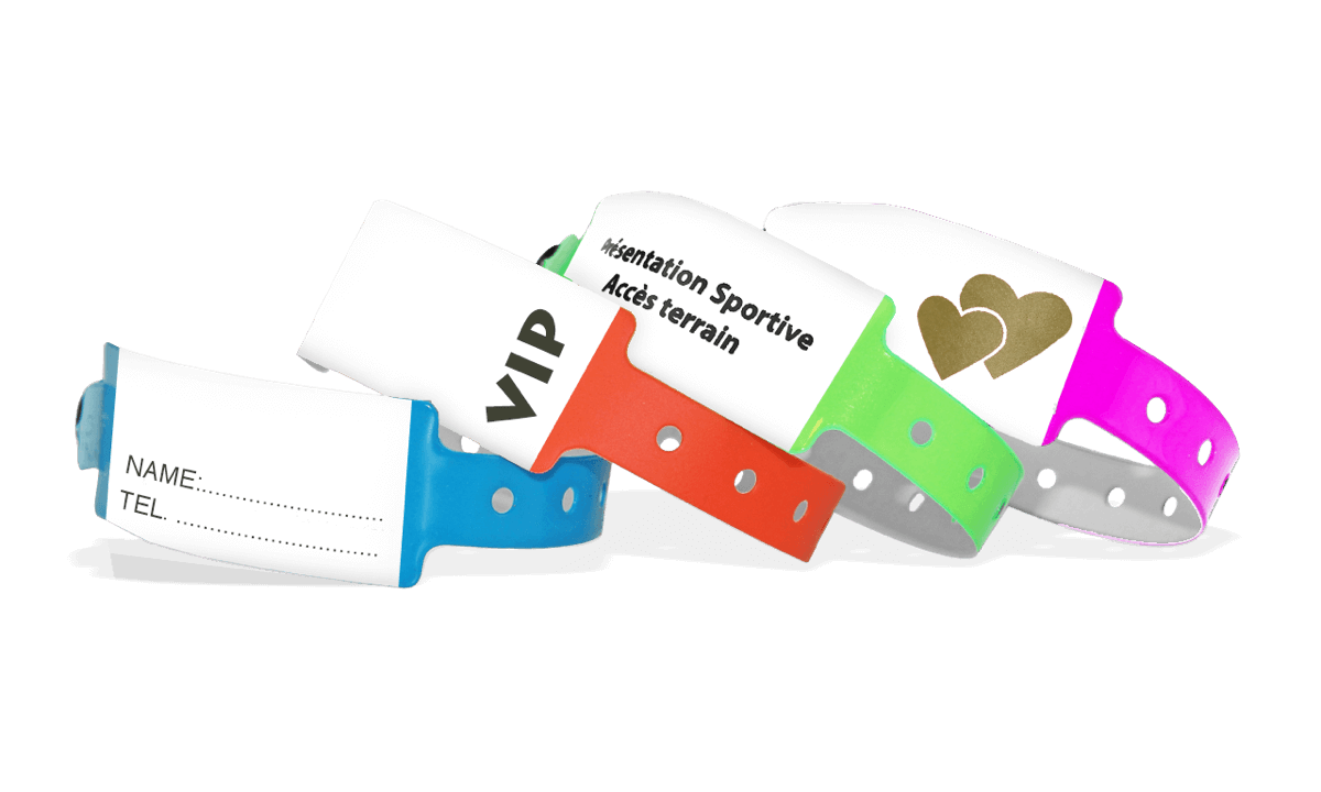 Bracelets en vinyle personnalisés avec zone inscriptible, 25 mm, impression 1 couleur