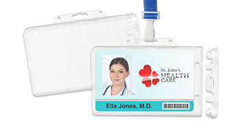 Porte-badge horizontal à verrouillage permanent pour 2 cartes de proximité - Transparent