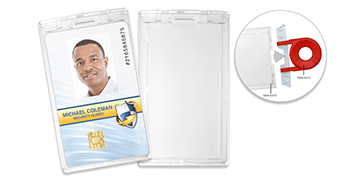 Porte-badge multi-cartes premium vertical à verrou