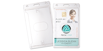 Porte-badge vertical pour 1 carte, avec encoche pour le pouce  - Transparent