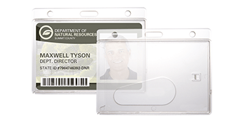 Porte-badge horizontal pour 1 carte, avec encoche pour le pouce  - Transparent